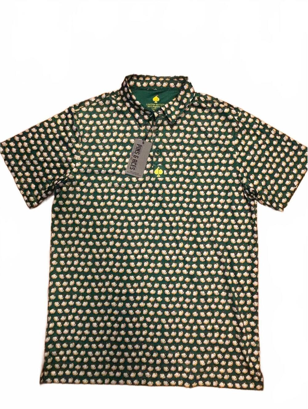Pins & Aces Limited Edition 2022 Augusta GA Large Green Golf Polo Shirt with Pie